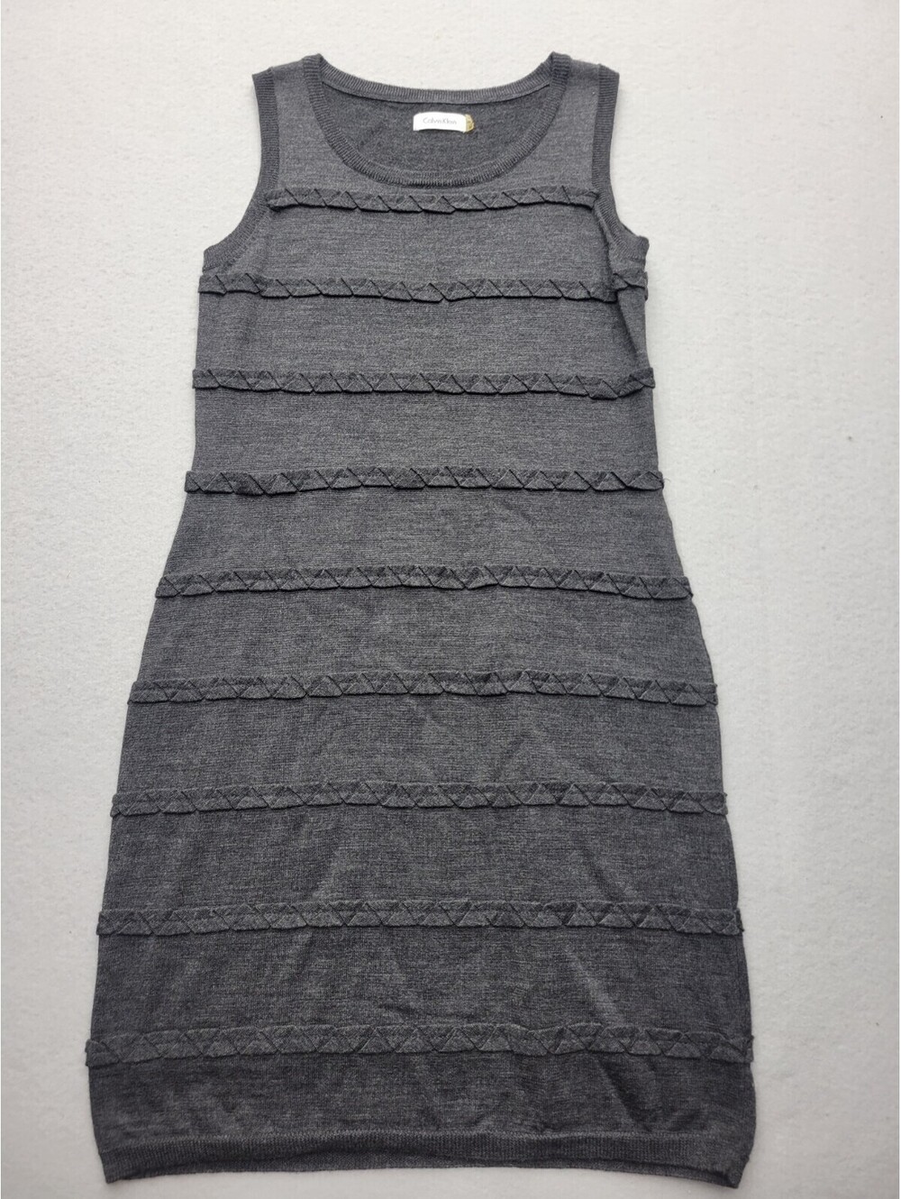 Calvin Klein Women's Dress Medium Black Pencil MIni Sleeveless Stripes Casual